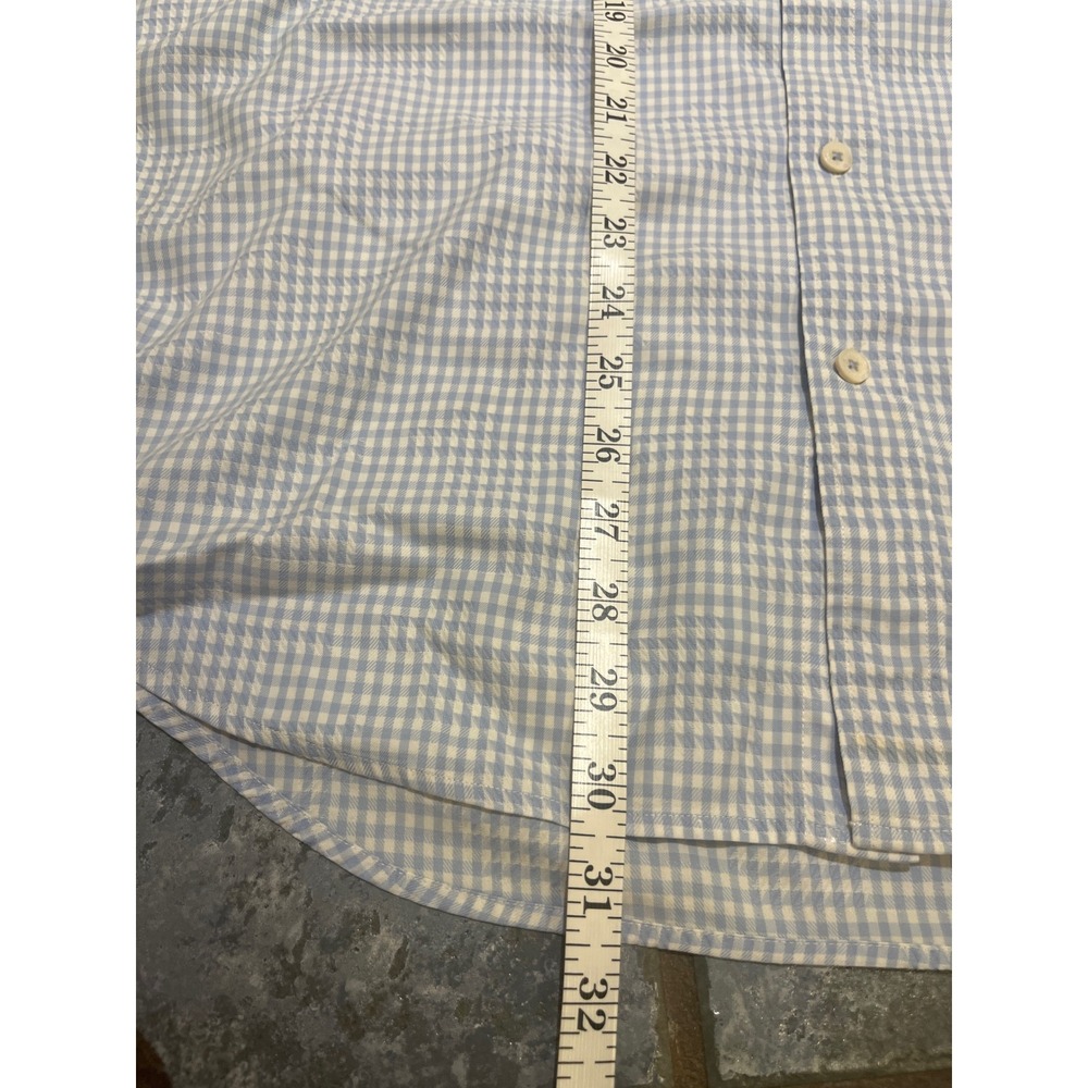 Bugatchi Shaped Fit Mens XL Long Sleeve Button Down Shirt Blue Gingham Check - Picture 9 of 10